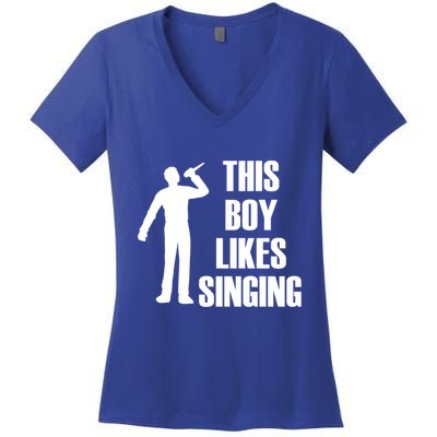 Boy Likes Singing Voice Coach Music Teacher Gift Women's V-Neck T-Shirt