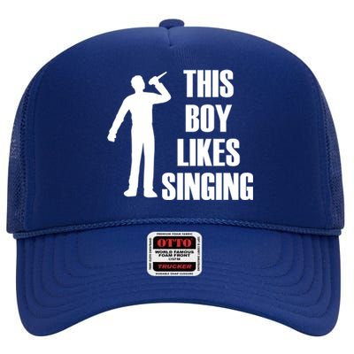 Boy Likes Singing Voice Coach Music Teacher Gift High Crown Mesh Back Trucker Hat