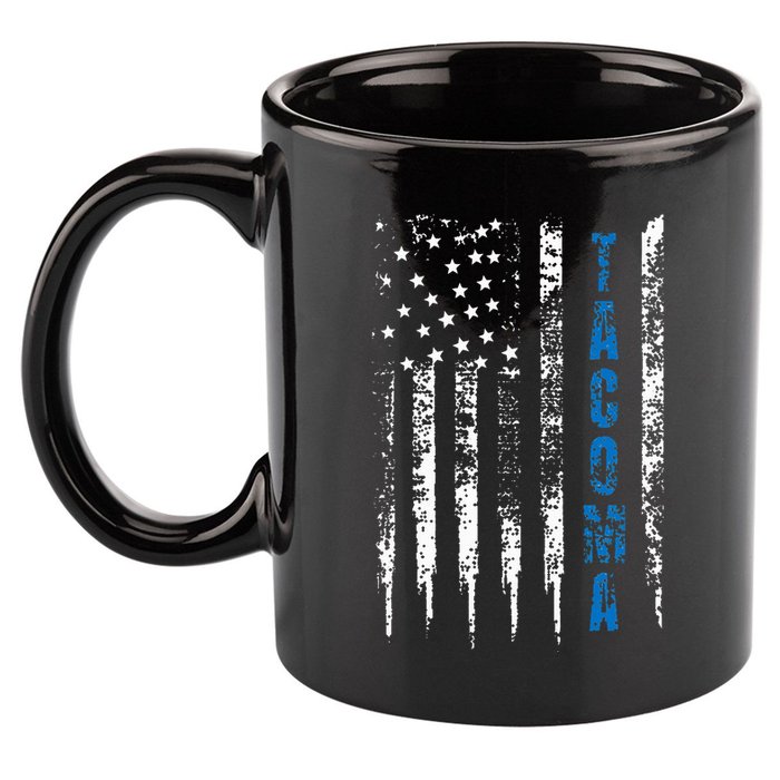 Blue Line Tacoma Distressed National Police Week 11oz C Handle Ceramic Mug