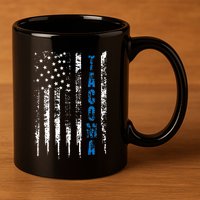Blue Line Tacoma Distressed National Police Week 11oz C Handle Ceramic Mug