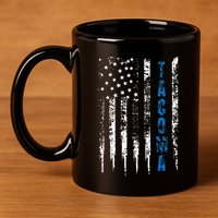 Blue Line Tacoma Distressed National Police Week 11oz C Handle Ceramic Mug