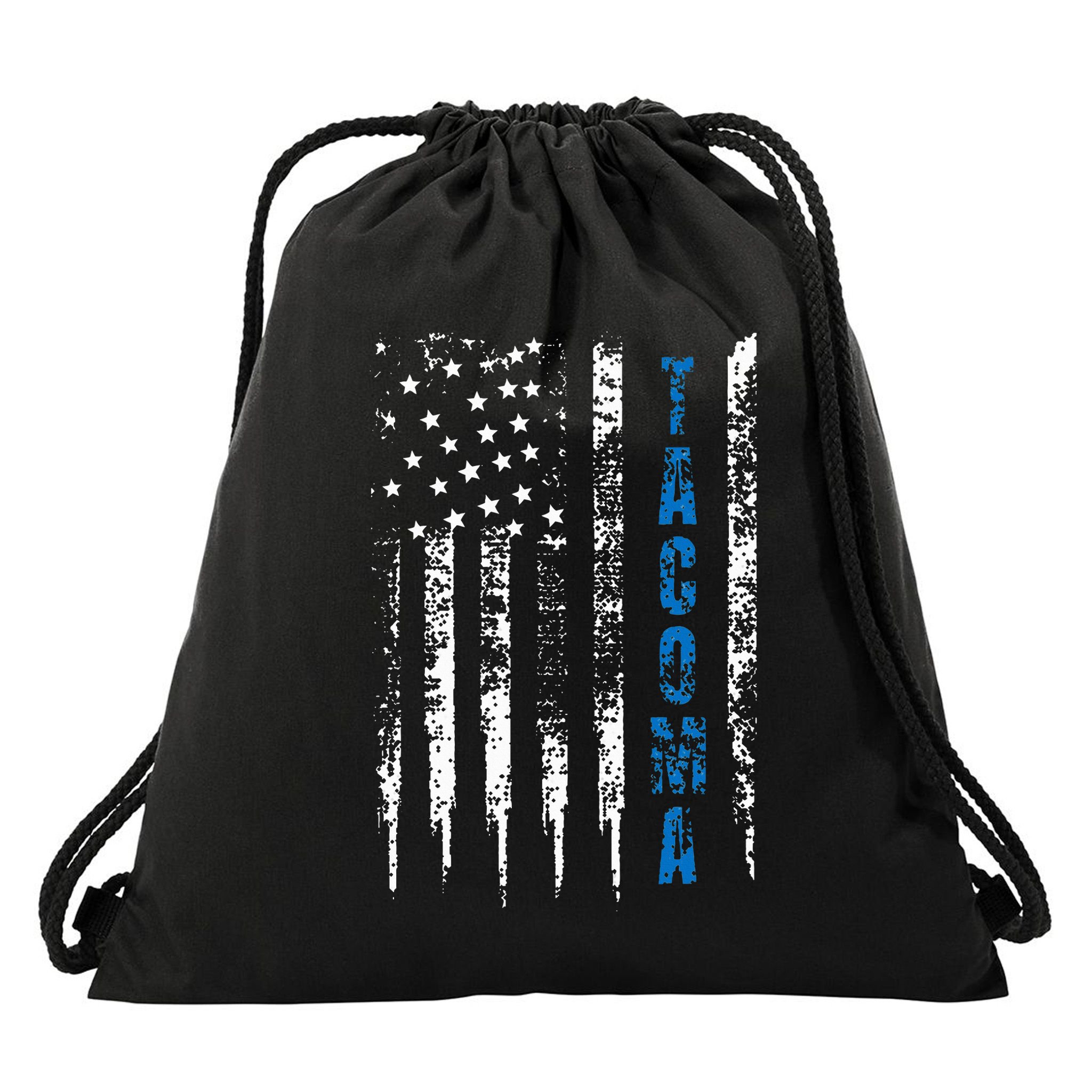 Blue Line Tacoma Distressed National Police Week Drawstring Bag