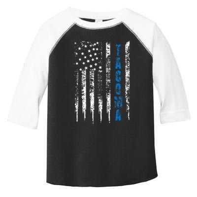 Blue Line Tacoma Distressed National Police Week Toddler Fine Jersey T-Shirt