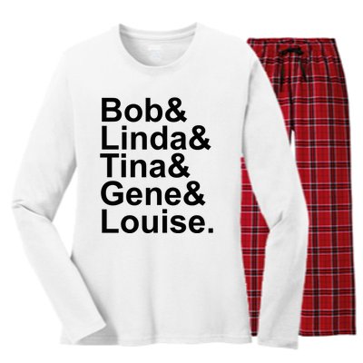 Bob Linda Tina Gene Louise Bob's Burgers Women's Long Sleeve Flannel Pajama Set 