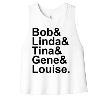 Bob Linda Tina Gene Louise Bob's Burgers Women's Racerback Cropped Tank