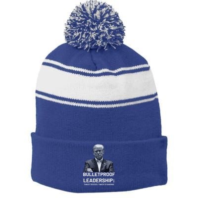 Bulletproof Leadership Twice Tested Twice Standing Trump Stripe Pom Pom Beanie