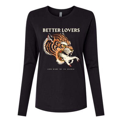 Better Lovers Tiger Hand God Made Me An Animal Womens Cotton Relaxed Long Sleeve T-Shirt