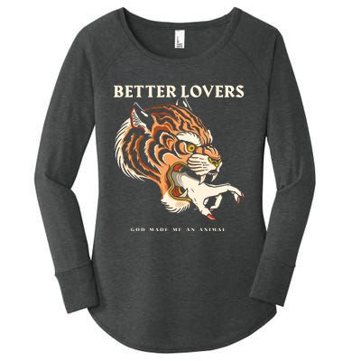 Better Lovers Tiger Hand God Made Me An Animal Women's Perfect Tri Tunic Long Sleeve Shirt