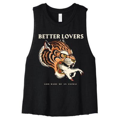 Better Lovers Tiger Hand God Made Me An Animal Women's Racerback Cropped Tank