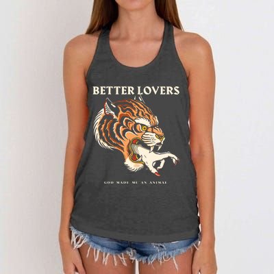 Better Lovers Tiger Hand God Made Me An Animal Women's Knotted Racerback Tank