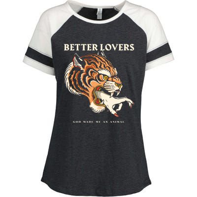 Better Lovers Tiger Hand God Made Me An Animal Enza Ladies Jersey Colorblock Tee