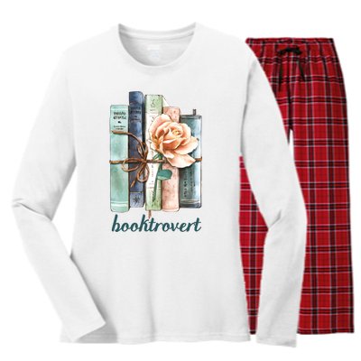 Booktroverts Librarian Teacher Book Lover Women's Long Sleeve Flannel Pajama Set 