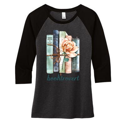 Booktroverts Librarian Teacher Book Lover Women's Tri-Blend 3/4-Sleeve Raglan Shirt