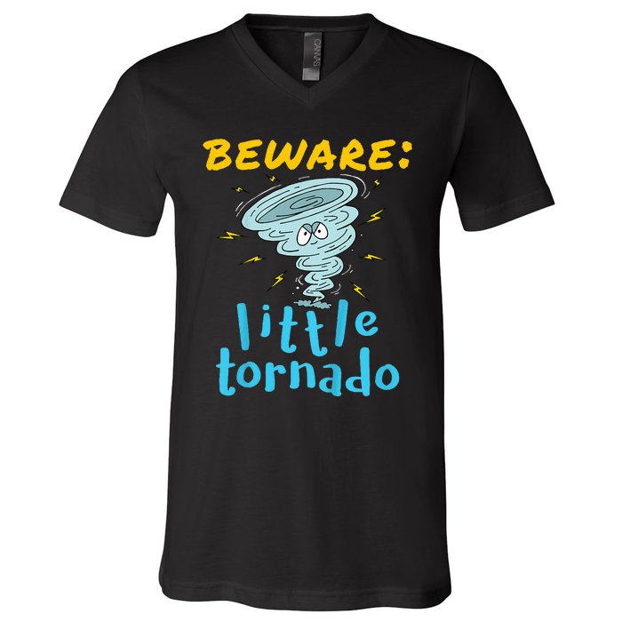 Beware Little Tornado Twister Active V-Neck T-Shirt