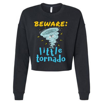 Beware Little Tornado Twister Active Cropped Pullover Crew