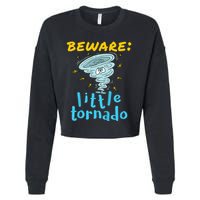Beware Little Tornado Twister Active Cropped Pullover Crew