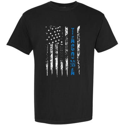 Blue Line Tacoma Distressed National Police Week Garment-Dyed Heavyweight T-Shirt