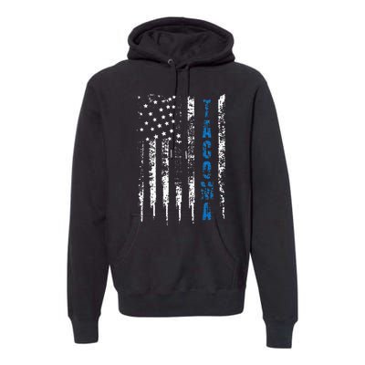 Blue Line Tacoma Distressed National Police Week Premium Hoodie