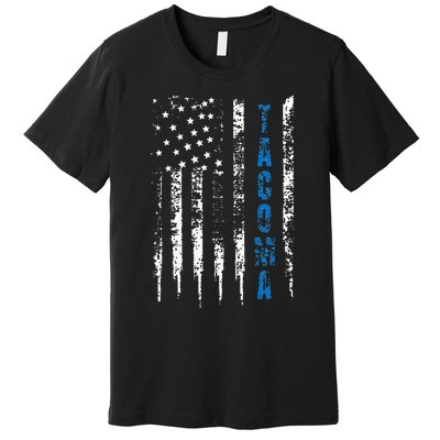 Blue Line Tacoma Distressed National Police Week Premium T-Shirt