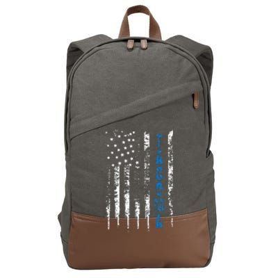 Blue Line Tacoma Distressed National Police Week Cotton Canvas Backpack