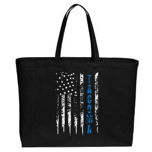 Blue Line Tacoma Distressed National Police Week Cotton Canvas Jumbo Tote