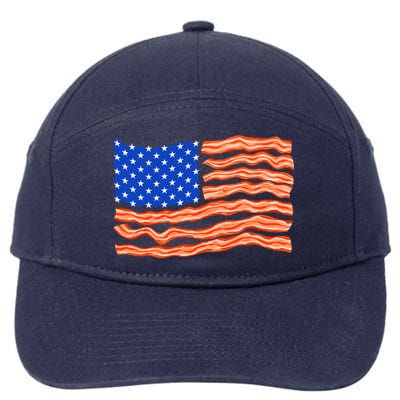 Bacon Lover Tee, Meat Lover Design, Funny USA Flag 7-Panel Snapback Hat