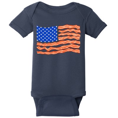 Bacon Lover Tee, Meat Lover Design, Funny USA Flag Baby Bodysuit