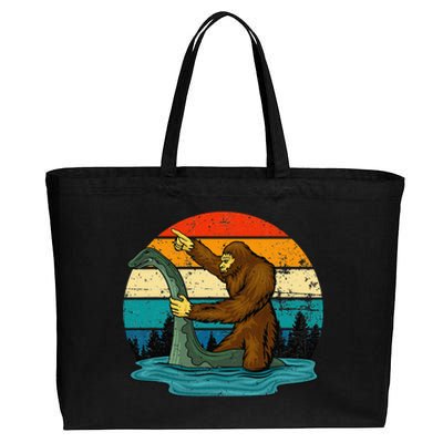 Bigfoot Lover Tee Retro Mythical Creatures Cotton Canvas Jumbo Tote