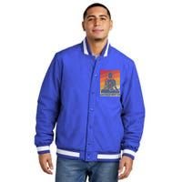 Buddha Let That Shit Go Gift Vintage Distressed Gift Insulated Varsity Jacket