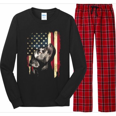 Black Labrador USA Flag Lab Owner Duck Hunter Long Sleeve Pajama Set