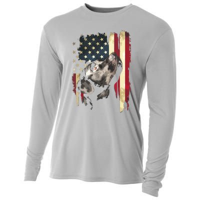 Black Labrador USA Flag Lab Owner Duck Hunter Cooling Performance Long Sleeve Crew