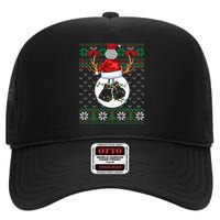 Boxing Lover Ugly Christmas Sweater Funny Xmas Lights Gift High Crown Mesh Back Trucker Hat