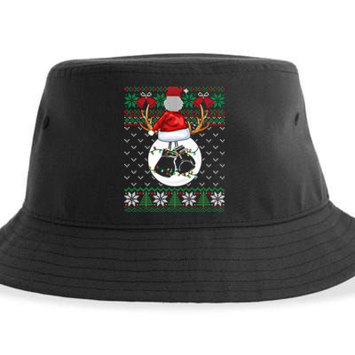 Boxing Lover Ugly Christmas Sweater Funny Xmas Lights Gift Sustainable Bucket Hat