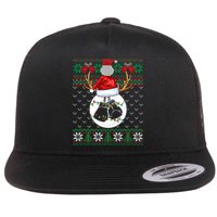 Boxing Lover Ugly Christmas Sweater Funny Xmas Lights Gift Flat Bill Trucker Hat