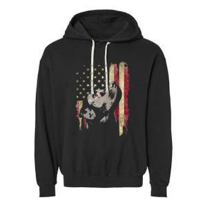 Black Labrador USA Flag Lab Owner Duck Hunter Garment-Dyed Fleece Hoodie