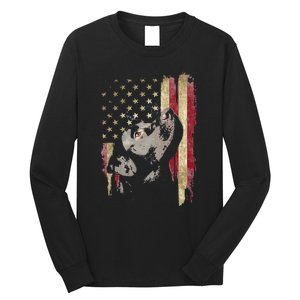 Black Labrador USA Flag Lab Owner Duck Hunter Long Sleeve Shirt