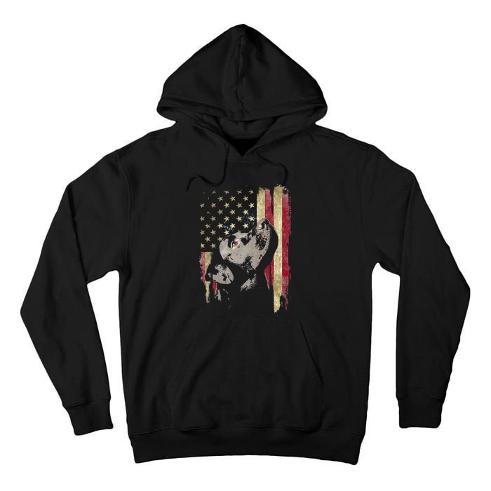 Black Labrador USA Flag Lab Owner Duck Hunter Tall Hoodie