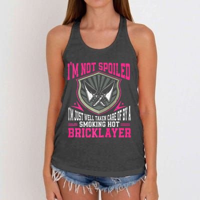 Brick Layer Union Bricklayer Girlfriend Bricklayer Wife Women's Knotted Racerback Tank