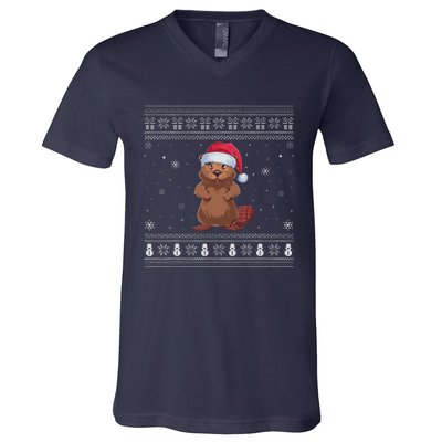 Beaver Loverssanta Ugly Xmas Sweater V-Neck T-Shirt