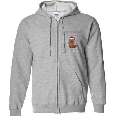 Beaver Loverssanta Ugly Xmas Sweater Full Zip Hoodie