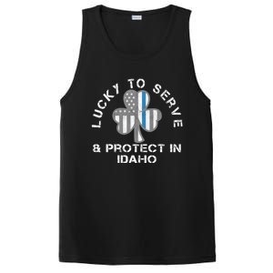 Blue Line Us Flag Gift Idaho Police St Patricks Day Great Gift PosiCharge Competitor Tank