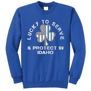 Blue Line Us Flag Gift Idaho Police St Patricks Day Great Gift Sweatshirt