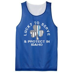 Blue Line Us Flag Gift Idaho Police St Patricks Day Great Gift Mesh Reversible Basketball Jersey Tank