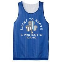 Blue Line Us Flag Gift Idaho Police St Patricks Day Great Gift Mesh Reversible Basketball Jersey Tank