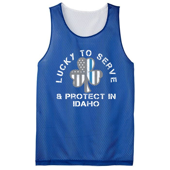 Blue Line Us Flag Gift Idaho Police St Patricks Day Great Gift Mesh Reversible Basketball Jersey Tank