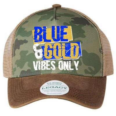 Blue & Gold Vibes Only Legacy Tie Dye Trucker Hat