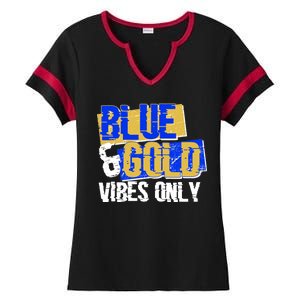 Blue & Gold Vibes Only Ladies Halftime Notch Neck Tee