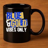 Blue & Gold Vibes Only 11oz C Handle Ceramic Mug