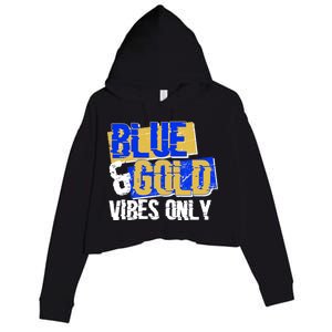 Blue & Gold Vibes Only Crop Fleece Hoodie