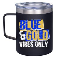 Blue & Gold Vibes Only 12oz Stainless Steel Coffee Mug